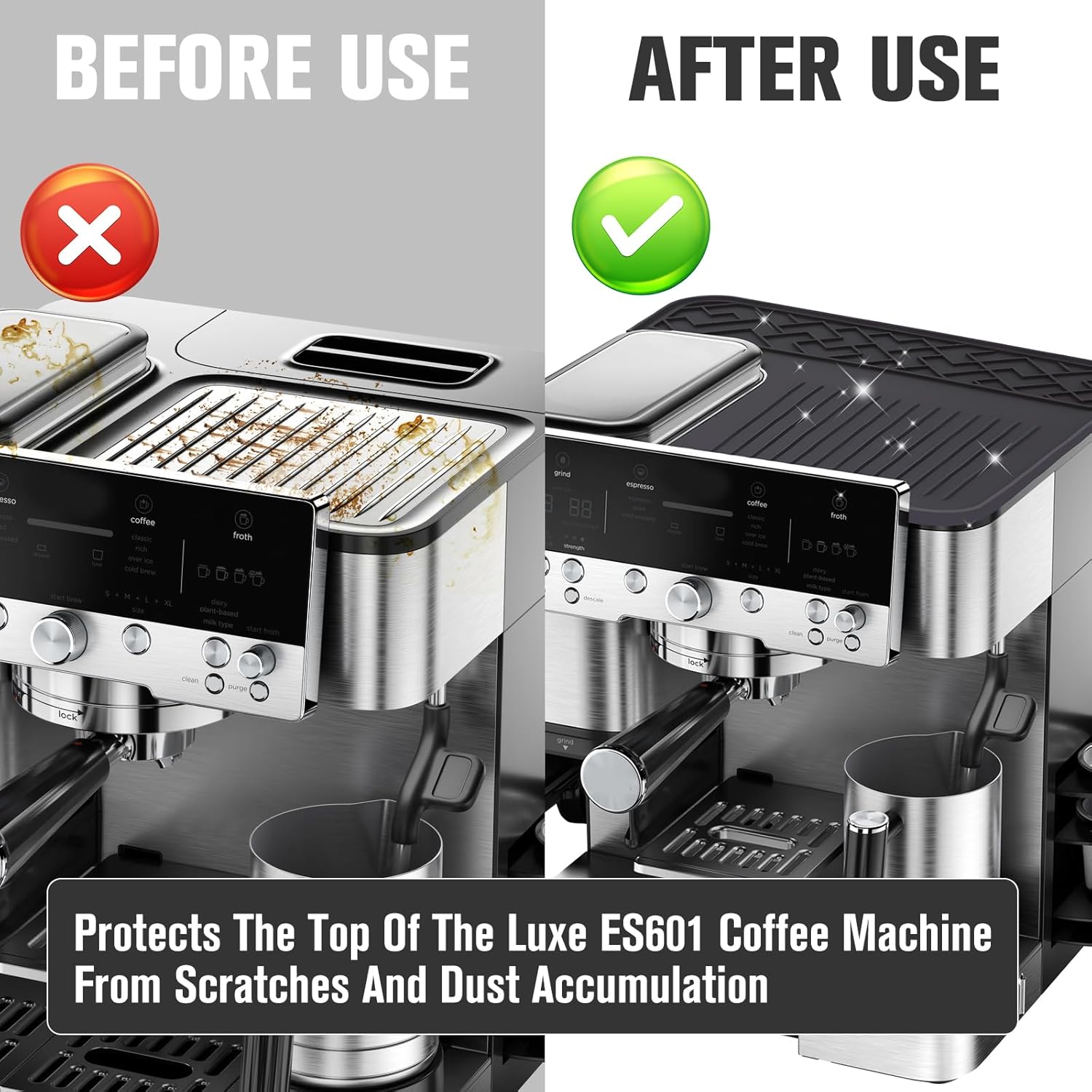 Espresso Coffee Machine Top Mat for Ninja Luxe Cafe ES601, Protect the top from scratches, Anti-Slip, Waterproof, Heat-Resistant - Food Grade Silicone Coffee Top Mat for Ninja Luxe Cafe Accessories