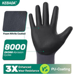 Kebada Work Gloves for Men and Women, Foam Nitrile Coated Safety Gloves with Grip, Ideal for Warehouse Package Handling, Gardening, Mechanic and Construction, XL