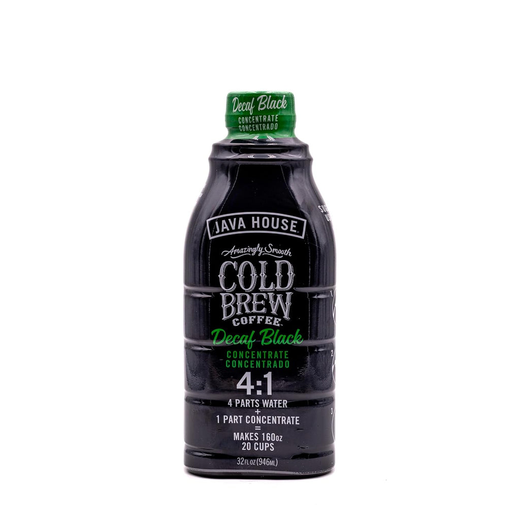 JAVA HOUSE Cold Brew Coffee, Decaf Colombian 4:1 Liquid Concentrate, 32 Ounce Bottle