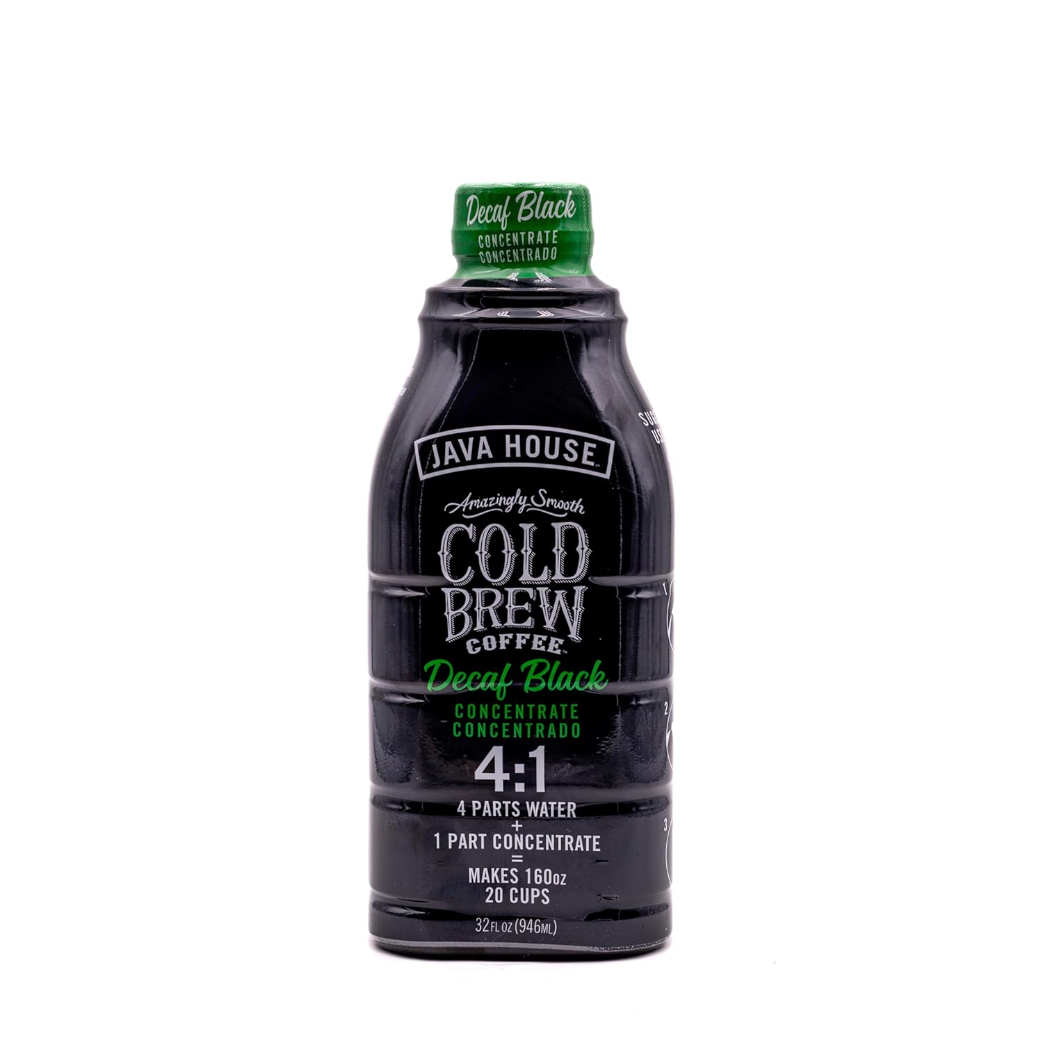 JAVA HOUSE Cold Brew Coffee, Decaf Colombian 4:1 Liquid Concentrate, 32 Ounce Bottle