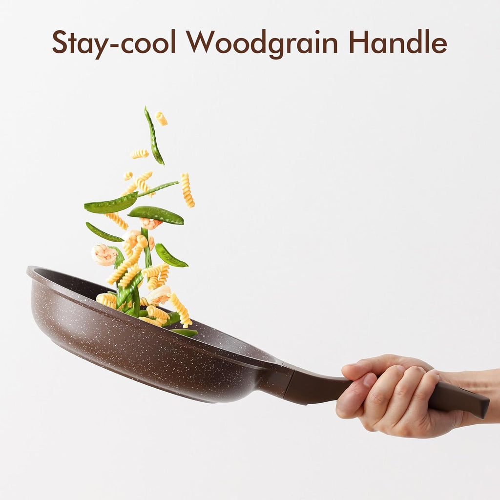 SENSARTE Nonstick Frying Pan Skillet, Omelette Pan, Healthy Stone Cookware Chef's Pan, PFOA Free, Toffee Brown (12.5 Inch)