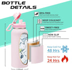 32 OZ Water Bottles with Straw, Storage Carrier Bag, Paracord Handle & Chug Lid, BPA-free Vacuum Insulated Water Bottle 32oz, Keep Cold 48Hrs & Hot 24Hrs, Stainless Steel Hydro Sports Office Travel