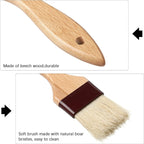 Boao 4 Pieces Natural Bristle Pastry Brush Beech Wooden Handle Basting and BBQ Brushes for Cooking, Butter, Oil, Egg, Marinade, Grilling, Baking, Kitchen Food(1 Inch, 1.5 Inch, 2 Inch, 3 Inch)