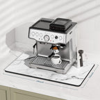 Rnivvi Coffee Mat, 12" x 19" Cute Marble Style Coffee Bar Mats for Espresso Machine Station Accessories and Organizer, Hide Stain Rubber Backed Absorbent Dish Drying Pad for Kitchen Counter, White