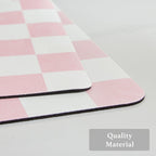 Checkered Dish Drying Mat for Kitchen Counter, Coffee Bar Station Accessories, Retro Cute Aesthetic Girly Women Modern Absorbent Drainer Mat Kitchen Drying Mat Easy Clean, Pink 12" x 19"