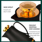Insulated Thermal Coffee Carafe, 33 oz, Luxury Arabic-Style Insulated Carafe Flask,Coffee Tea Pot,with Spout and Glass Liner for Hot Cold Water,Housewarming Ornaments (Black)