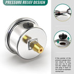 0-15PSI Stainless Steel Glycerin Filled Pressure Gauge 1.5" Black Dial Size, 1/8" NPT Back Mount, for Tube, Water Pump, Gas, Liquid, Pressure Test (with Range Mark Pointer)