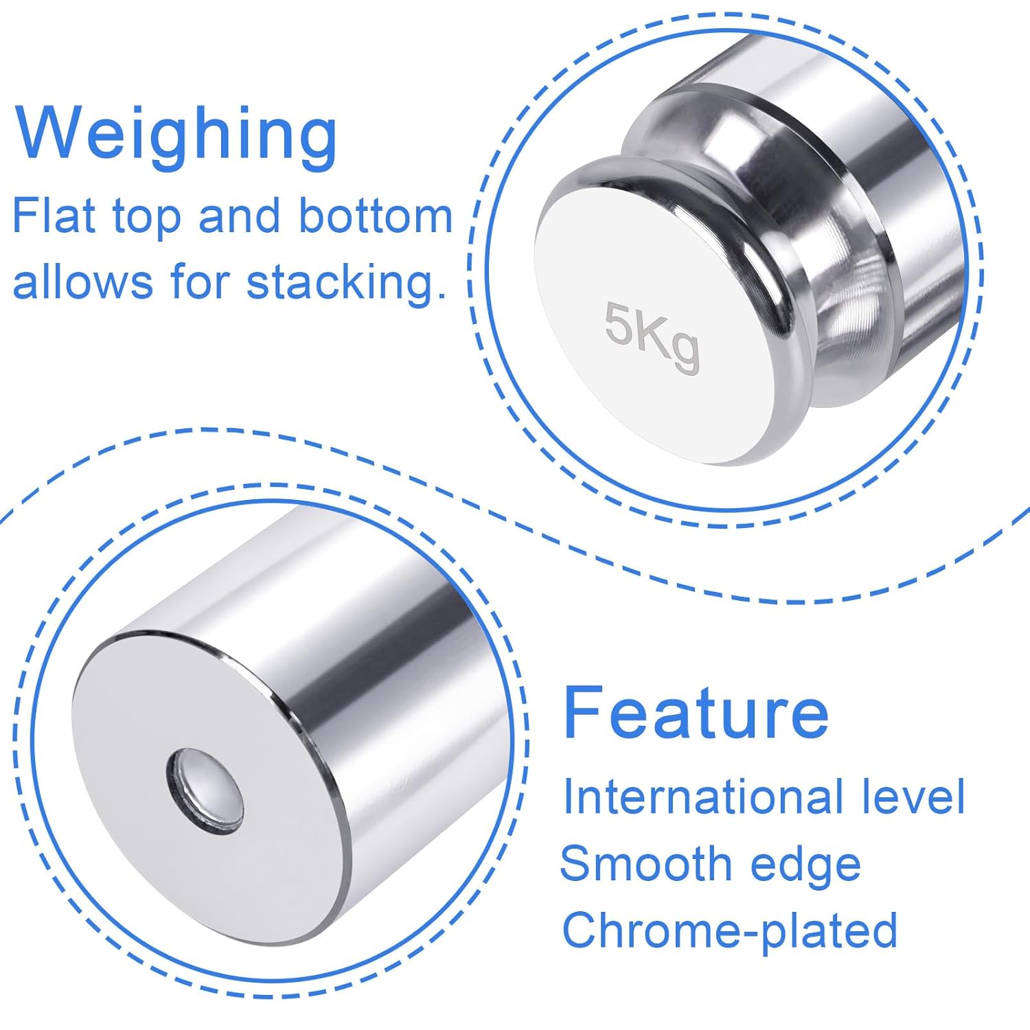 QP 5000g Calibration Weights, OIML Class M1 High Precision Gram Weights, Stainless Steel Scale Calibration Weight for Digital Scale, Balance Scale, Chrome Finish Scale Weights with Storage Case