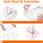 Amazon Basics Stackable Metal Kitchen Storage Shelves for Dishes, 12.5" L x 8" D x 4.5" H, Set of 2, White