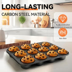 Yoehka 2 Pack Muffin Pan for Baking, Nonstick Cupcake Pan Set, Standard 12-Cups Muffin Tin for Baking Cupcakes & Mini Pies, Carbon Steel Baking Supplies