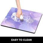 Rnivvi Dish Drying Mat for Kitchen Counter, 16 x 18" Cute Marble Theme Absorbent Heat Resistant Drying Pad with Non-slip Rubber, Coffee Bar Mats for Coffee Machine Dish Rack Kitchen Decor, Purple