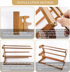 Coffee Station Organizer 3 Tier Coffee Mug Shelf Bamboo Cup Holder Acrylic Home Storage Mugs Hooks for Kitchen Countertops, Tea Bar Accessories, Matcha Stand, Cups, Condiment Storage Rack