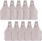 10 Pack Kitchen Aprons, Work Apron, Canvas, Multiple Pockets, Gardening, Painting, BBQ, Artist, Carpenter, Sizes M to XXL, Grey