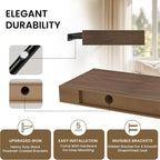 Floating Shelves for Wall, 48" W x 9.3" D x 1.5" H, Wooden Wall Mounted Display Shelves with Invisible Brackets for Living Room, Bedroom, Bathroom, Kitchen Decor and Storage, Set of 1, Walnut