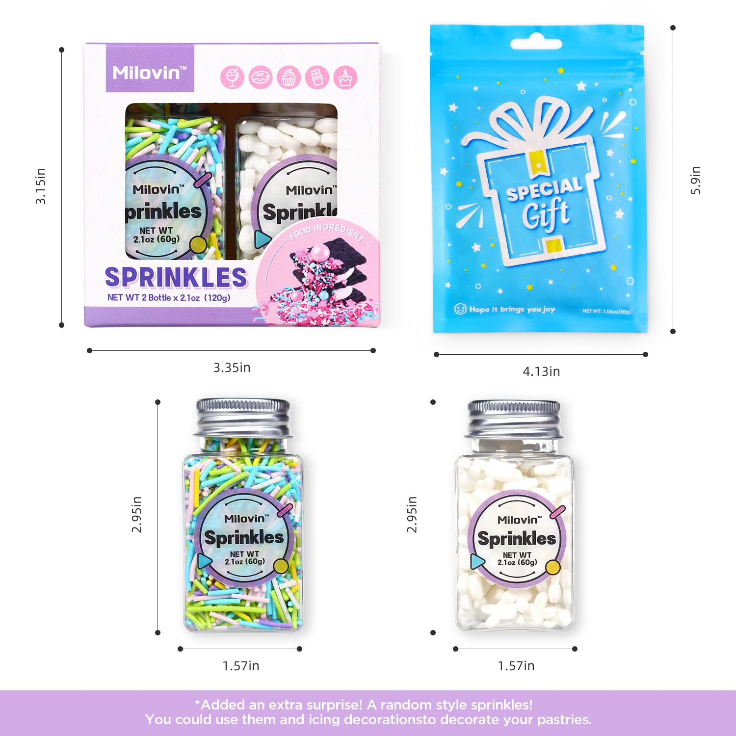 Pastel Jimmies, White Bunny Cupcake Toppers, Edible Easter Sprinkles, Spring Sprinkles for Easter Theme Cake, Spring Cupcakes, Cookies, Ice Cream, Macarons