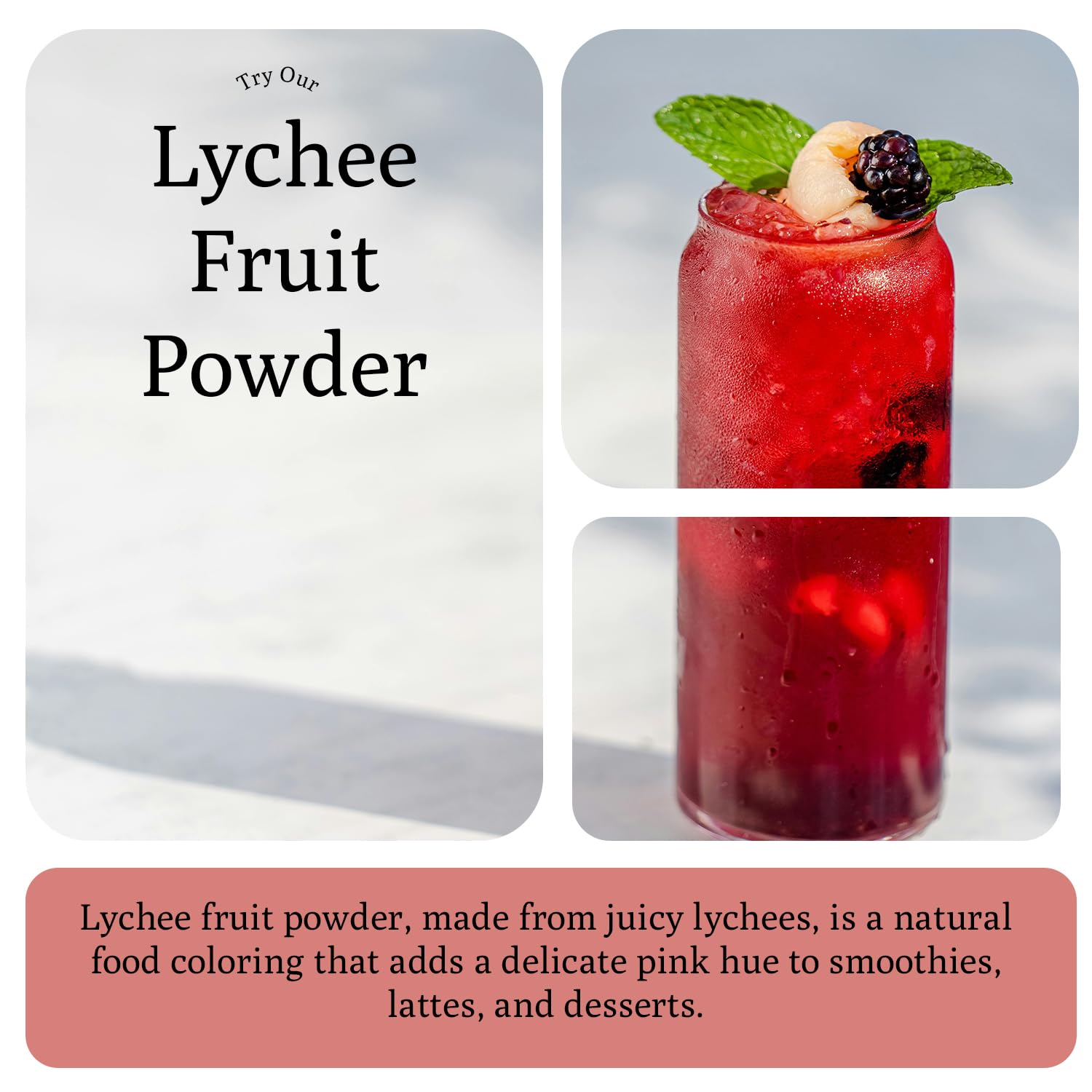 Ancient Roots Freeze-Dried Lychee Fruit Powder – 100% Organic, All-Natural Food Coloring, Rich in Antioxidants, No Added Sugar or Preservatives, 25 Servings (3.5 oz)