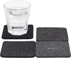 Graf Lantz - Bierfilzl Merino Wool Square Coasters Set of 4 - Greyscale (4"x4"x5mm) - Absorbs 30% Weight, Natural German Wool - Heat Resistant, Sustainable, Reusable - Home Decor, Coffee Table Decor