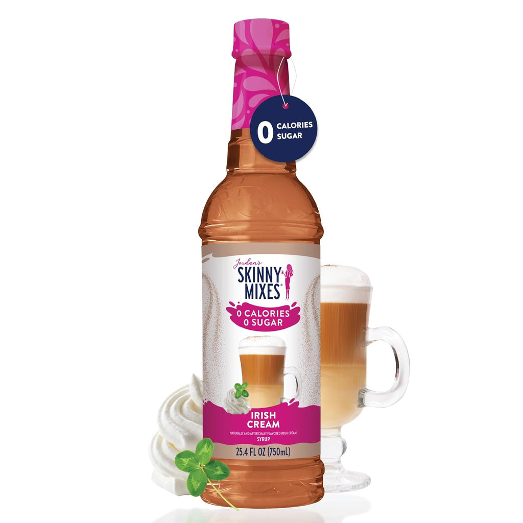 Jordan's Skinny Syrups Sugar Free Coffee Syrup, Irish Cream Flavor Drink Mix, Zero Calorie Flavoring for Lattes, Protein Shake, Food & More, Gluten Free, Keto Friendly, 25.4 Fl Oz, 2 Pack