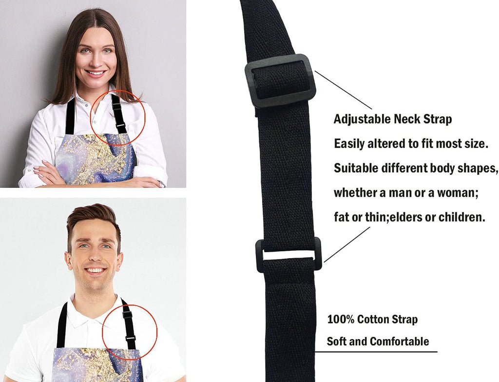 Marble Apron, Colorful Natural Luxury Gouache Landscape Unisex Kitchen Bib with Adjustable Neck for Cooking Gardening,Adult Size