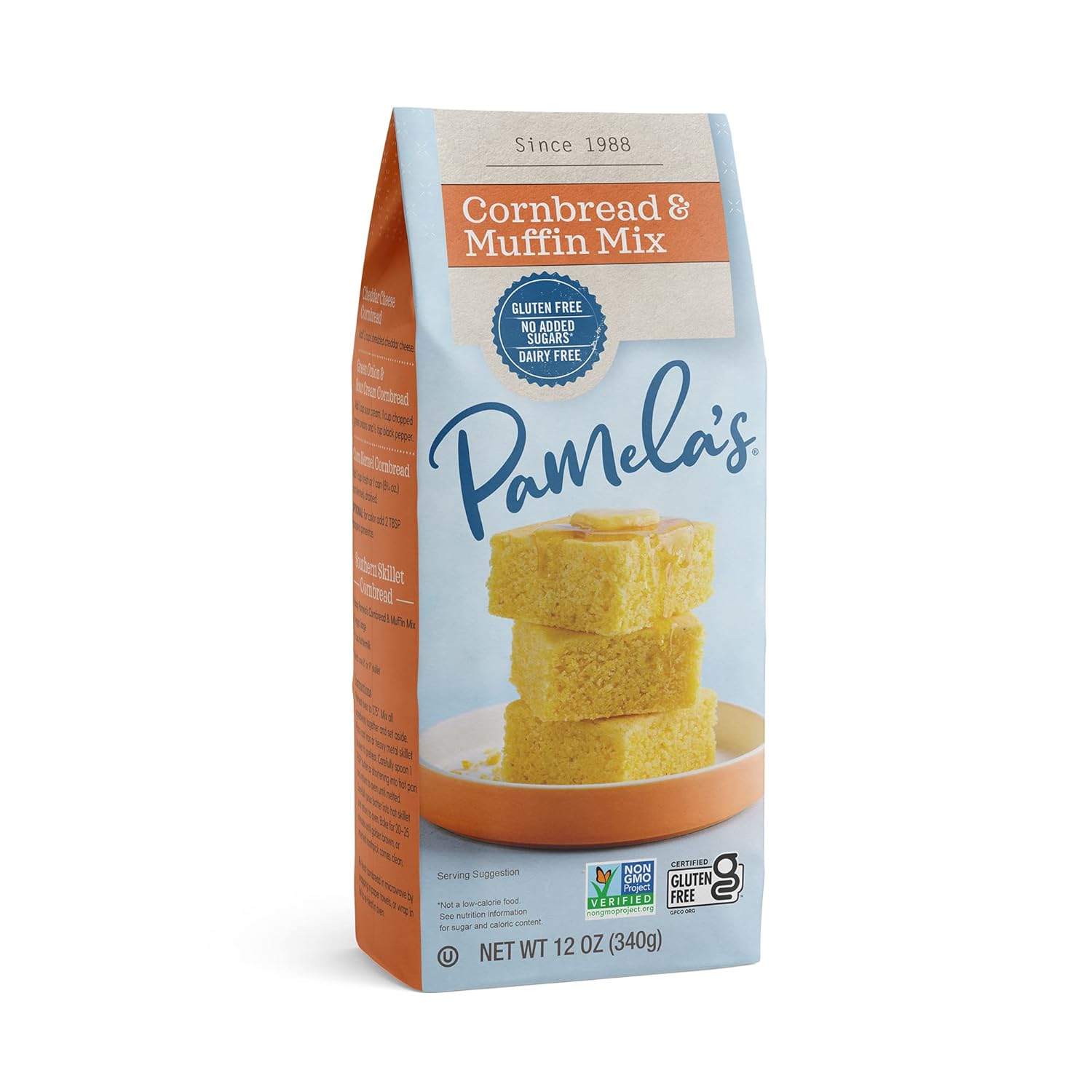 Pamela's Gluten Free Cornbread & Muffin Mix, Organic Corn, 12 Ounce Bag (Pack of 6)