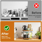 KLM 2 Tier Coffee Bar Organizer Countertop Station Shelf for Home Office, Multi-Functional Coffee Mug Cup Holder Stand, Accessory Storage Rack with 6 Hooks, 360° Rotated Coffee Cup Holder for Counter