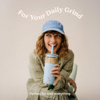 REDUCE Aspen 20 oz Vacuum Insulated Glass Tumbler with Lid & Extra Wide Straw - Keeps Drinks Cold for 12 Hrs - Ideal for Iced Coffee, Smoothies & Boba - Dishwasher Safe, Soft Base - Glacier