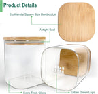 Urban Green Glass Jars with Bamboo Lids, Square Glass Jar with airtight lids, 6 pack of 28oz, Food Storage Containers with bamboo lids, Panty Jars
