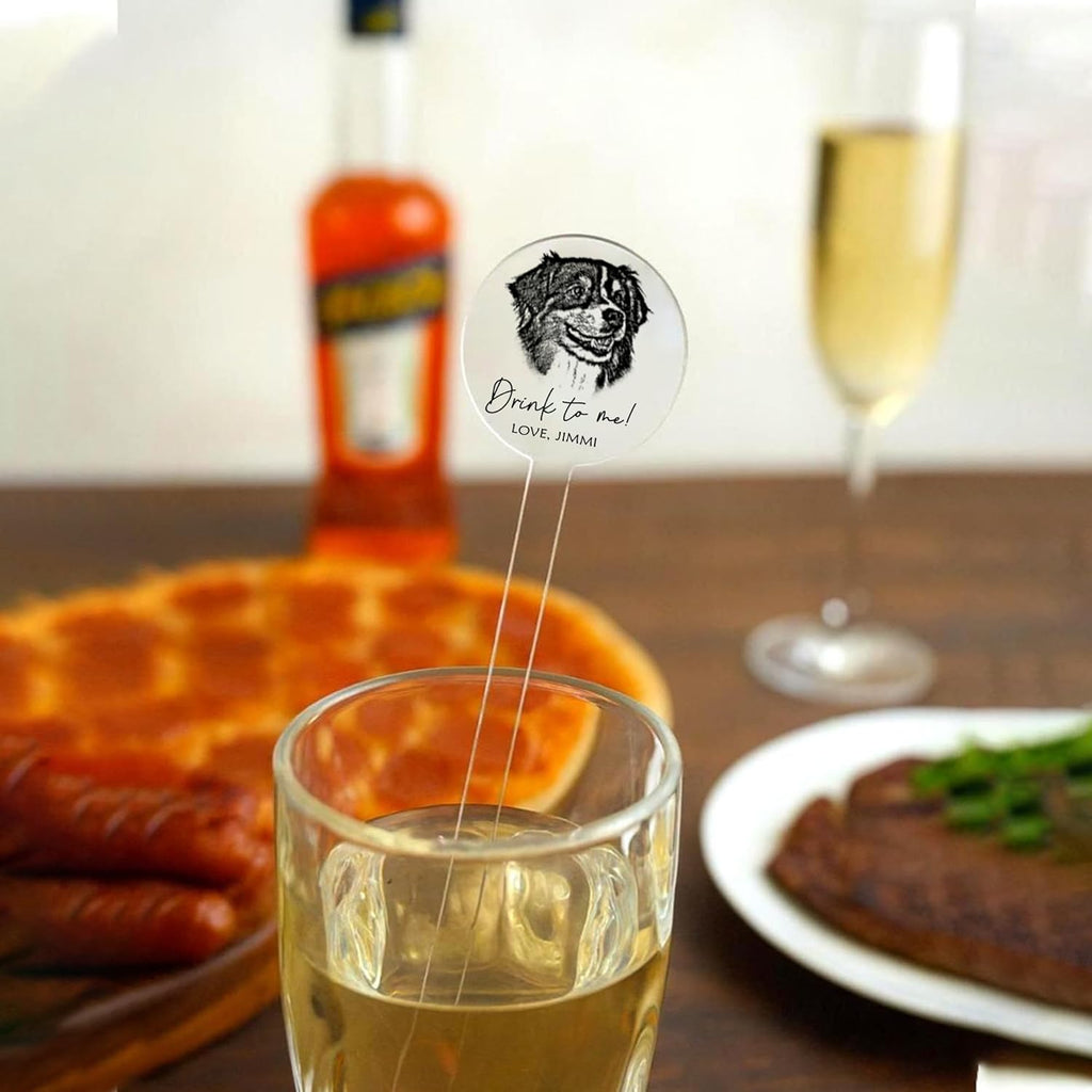 Custom Wedding Dog Stir Sticks, Personalized Pet Acrylic Cocktail Stirrers, Unique Wedding Drink Sticks, Reusable Acrylic Stirrers, Wedding Favors and Decorations Style 1