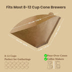 #4 Coffee Filters, 100 Count, Fits Ninja and Cuisinart 8-12 Cup Coffee Makers, Natural Unbleached Paper, No Blowout Design, Compatible with Pour Over Cones