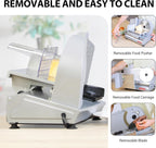 TOOGOOD 7.5" Electric Meat Slicer, Food Slicer Machine with Stainless Steel Blade, Adjustable Thickness for Home Use, Easy to Clean, Cuts Meat, Ham,Hard Cheese and Deli (Sliver)