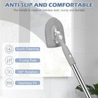 SetSail 4-in-1 Tile Tub Floor Scrubber with 52-inch Adjustable Long Handle Shower Cleaner Brush with Window Scrubber and 3 Replacement Brush Heads for Bathroom Kitchen Walls Tub Tile Sink, Grey