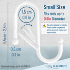 10-Pack Metal S Hooks for Hanging – Heavy-Duty S-Shaped Hooks with Safety Buckle – Fits Bars up to 0.6 in – Anti-Drop Hooks for Kitchen, Pot Racks & Towel Bars – White (Small)