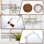 30 oz/900 ml Glass Jar with Airtight Wooden Screw Top Lid, Clear Stackable Food Storage Canister, Large Tall Decorative Glass Container for Coffee, Candy, Cookie, Sugar, Oatmeal, Salt, Pasta