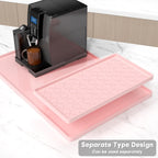 Rnivvi Silicone Coffee Mat, 16" x 24" Waterproof Raised Edge Coffee Bar Mats for Espresso Machine Station Accessories, Heat Resistant Detachable Dish Drying Pad for Kitchen Counter, Dish Rack, Pink