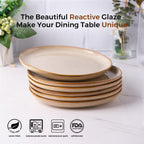 AmorArc Ceramic Dinner Plates Set of 6, 10.5 Inch Handmade Reactive Glaze Stoneware Plates, Large Rustic Shape Dinnerware Dish Set for Kitchen, Microwave & Dishwasher Safe, Scratch Resistant