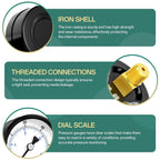 0-60psi Well Pump Pressure Gauge 1/4" NPT 2" Face Dial Size Back Mount, Multifunctional Practical Dry Pressure Gauge, for Water, Oil and Air Compressor