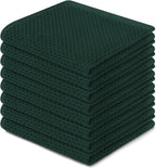Homaxy 100% Cotton Waffle Weave Kitchen Dish Cloths, Ultra Soft Absorbent Quick Drying Dish Towels, 12 x 12 Inches, 8-Pack, Blackish Green