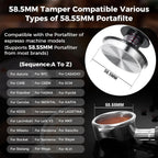 IKAPE 58MM Espresso Tamper Kit 5 IN 1, Espresso Accessories Kit with Semi-Transparent Coffee Tamper, Distributor, Tamper Base, Cleaning Towel, Essential for Baristas