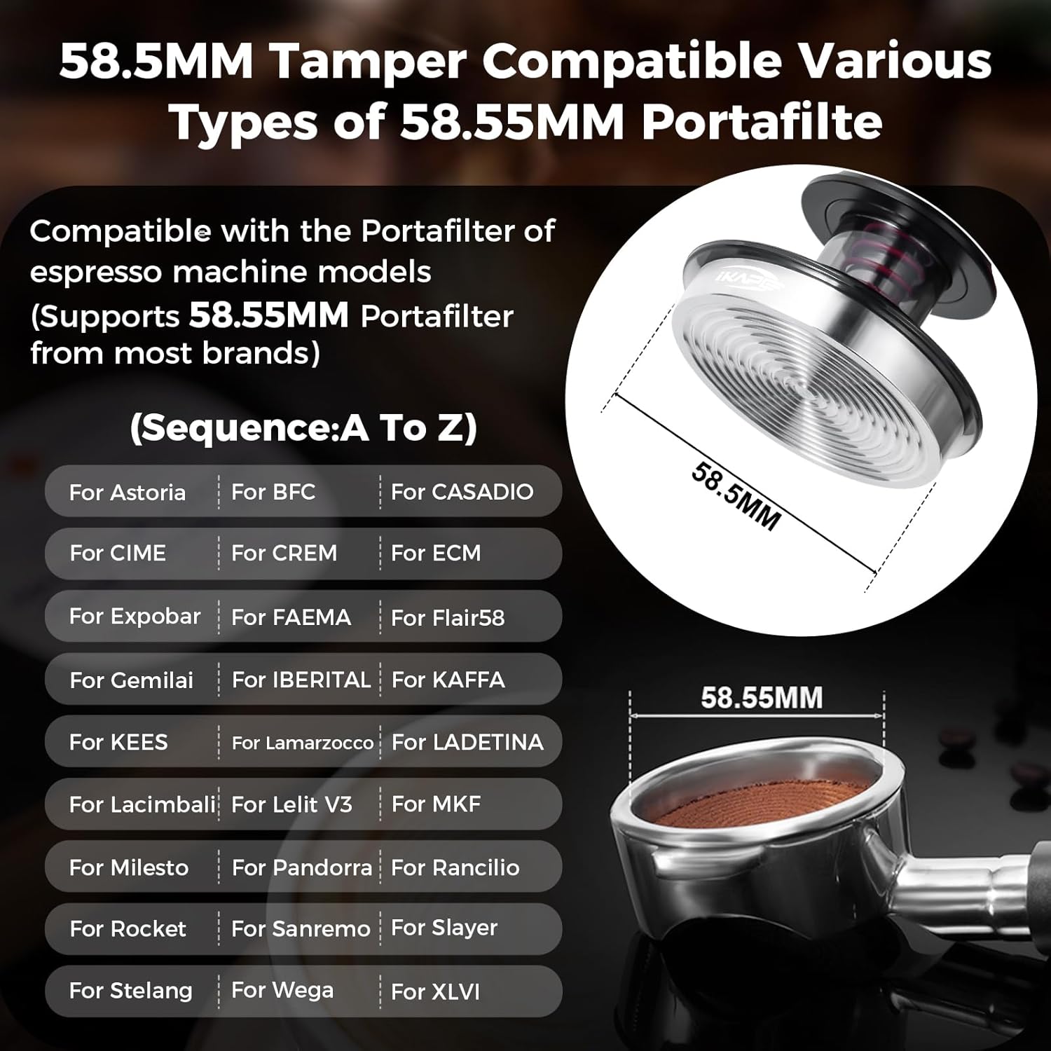 IKAPE 58MM Espresso Tamper Kit 5 IN 1, Espresso Accessories Kit with Semi-Transparent Coffee Tamper, Distributor, Tamper Base, Cleaning Towel, Essential for Baristas