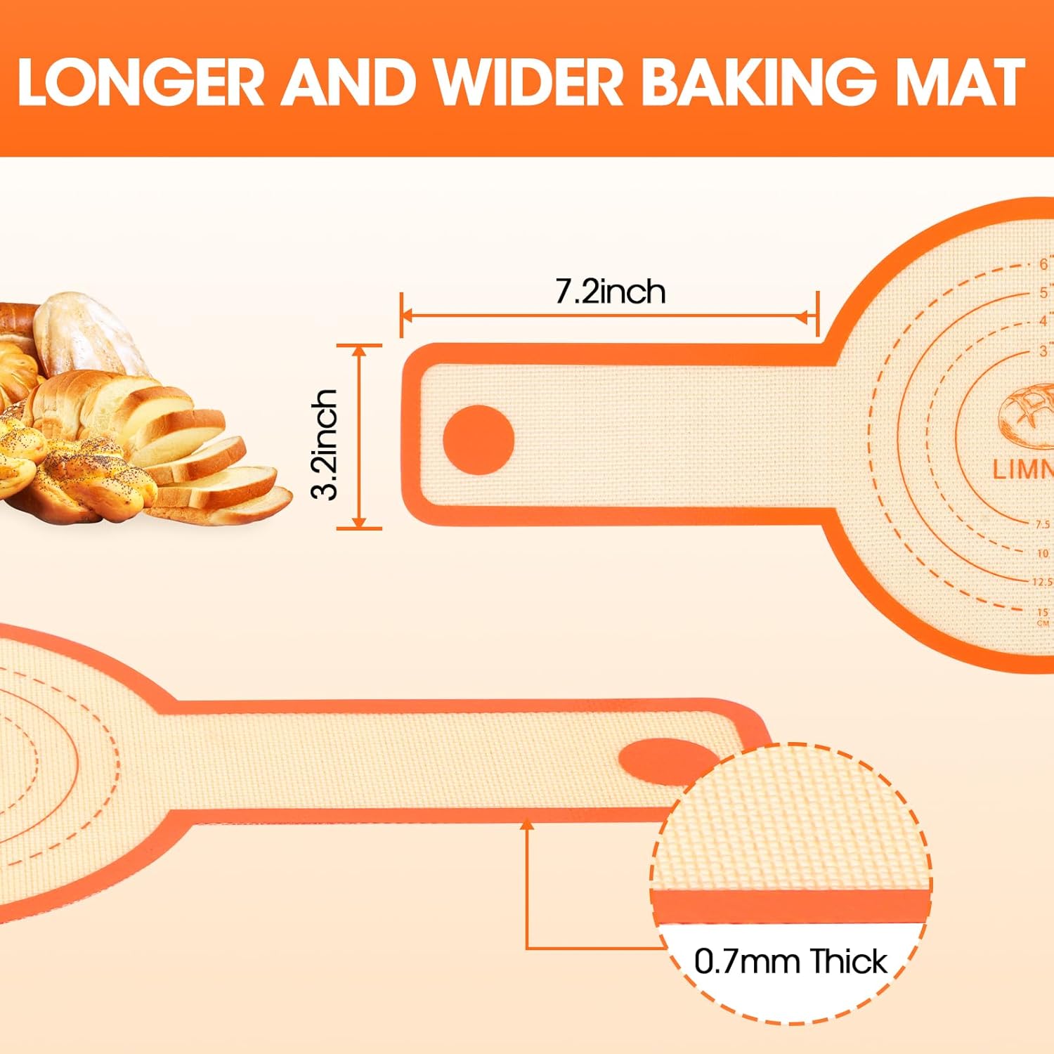 Silicone Bread Sling Dutch Oven，2 PCS Silicone Baking Mat Set，Non-Stick & Easy Clean Reusable Bread Mat With Extra Long Handles, Bread Baking Mat for Sourdough Transfer