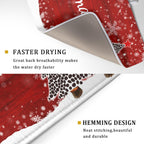 Merry Christmas Tree Red Dish Drying Mat for Kitchen Counter,Winter Snowflake Pine Drying Mat 18 x 24 Inch with Absorbent Reversible Microfiber Dish Drying Pad for Coffee Bar