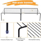 SIBAO Kitchen Cabinet Storage Shelf Rack/Plastic Feet - (13.1 x 10.2 Inch) - Steel Metal - Rust Resistant Finish - Cups, Dishes, Cabinet & Pantry Organization (2, Black)