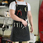 Canvas Aprons for Men Chef Apron, Work Apron with Large Pockets - 16oz Heavy Duty Cross Back, BBQ, Cooking