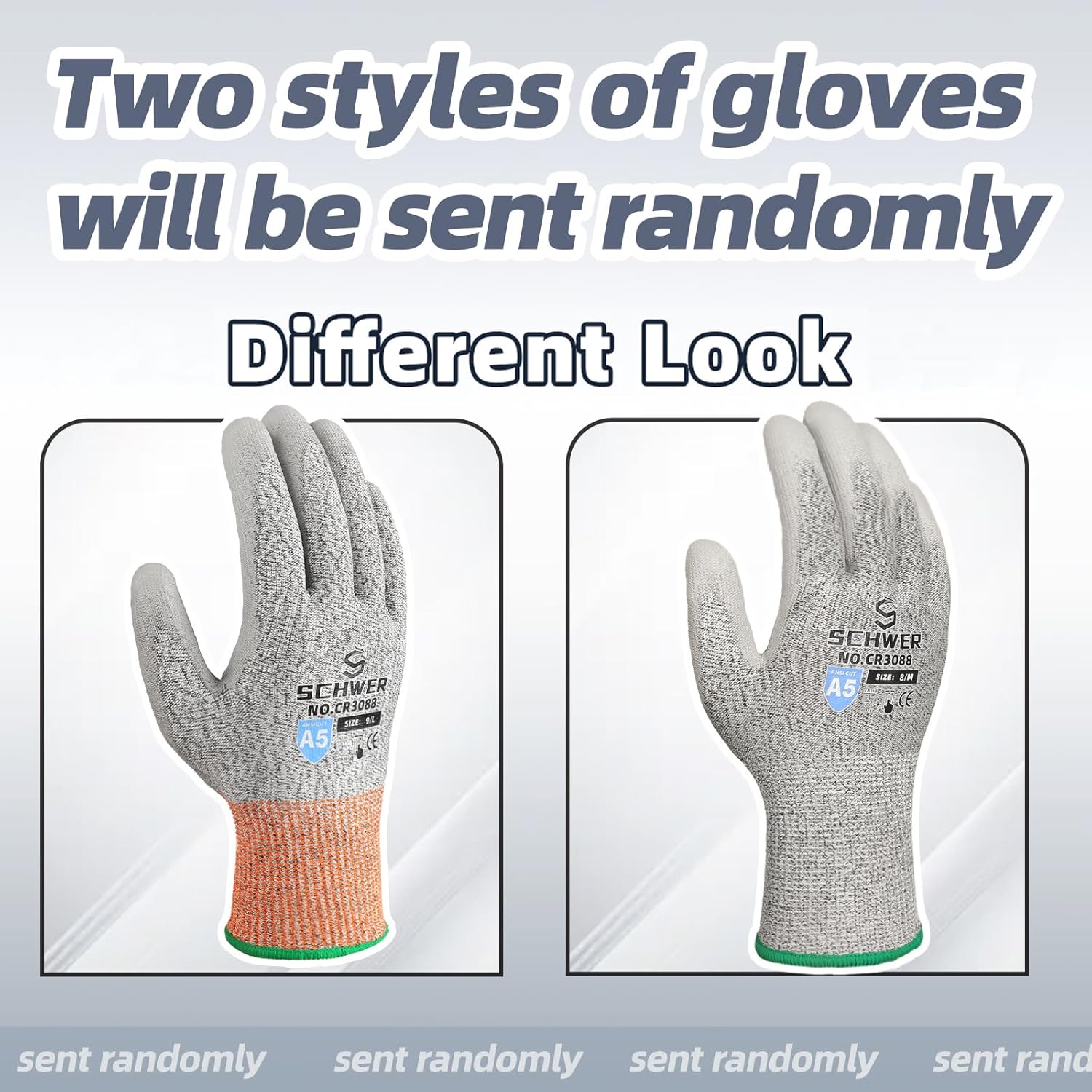 Schwer 12 Pairs ANSI A5 Cut Resistant Work Gloves, Cut Proof Gloves with PU Coating, Used for Metal Fabrication, WoodWorking, Construction, Non Slip, Durable, M, CR3088