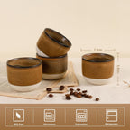 Ceramic Espresso Cups Set of 4, Double Walled Espresso Coffee Mugs for Nespresso Cups, Special glazed Demitasse Cups Expresso Coffee Cup for Espresso Machine (Brown)