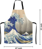 Hokusai The Great Wave Bib Apron with Adjustable Neck for Men Women,Suitable for Home Kitchen Cooking Waitress Chef Grill Bistro Baking Apron