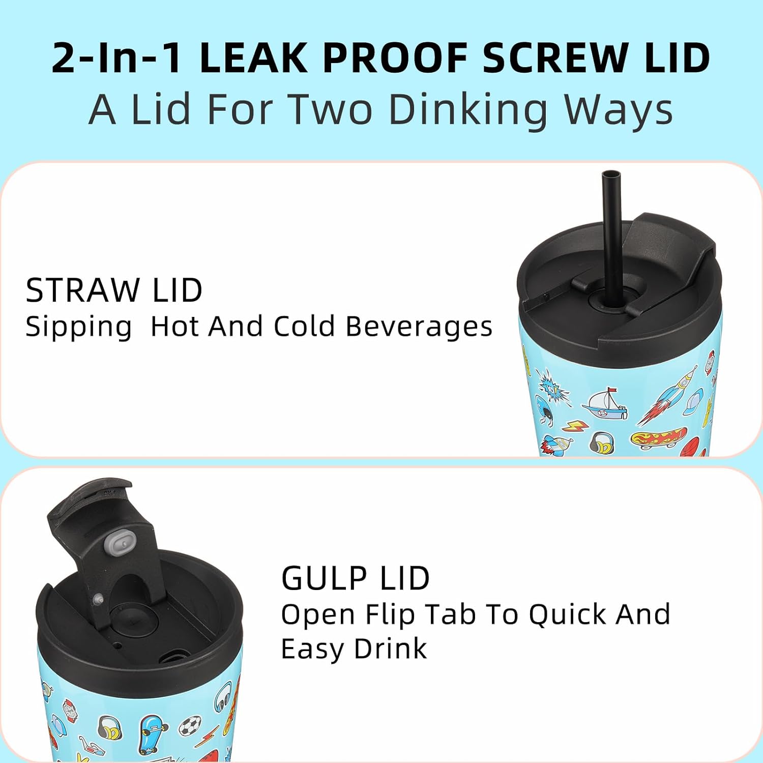 BJPKPK 18oz Insulated Tumbler With lid And Straw Stainless Steel Tumblers Travel Coffee Mug Reusable Thermal Cup,Playground