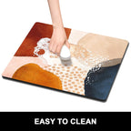 Rnivvi Dish Drying Mat for Kitchen Counter, 16 x 18" Cute Boho Theme Absorbent Heat Resistant Drying Pad with Non-slip Rubber, Coffee Bar Mats for Coffee Machine Dish Rack, Abstract Stones Art