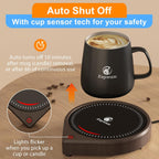 Coffee Mug Warmer for Desk, Smart Coffee Warmer with Touch Tech & Light, Coffee Cup Warmer with Gravity Sensor & Auto Shut Off, Candle Warmer Plate - Ideal Gifts for Dad and Mom