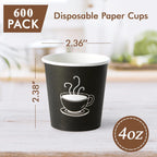 600 Pack 4 oz Paper Cups, Small Disposable Coffee Cups, Paper Espresso Cups, Hot/Cold Drinking Cups for Party, Picnic, Travel and Events